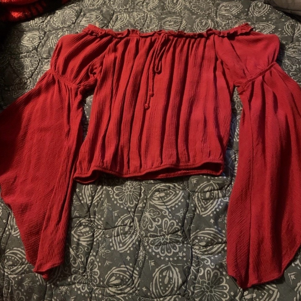 Charlotte Russe Red Off-Shoulder Blouse
